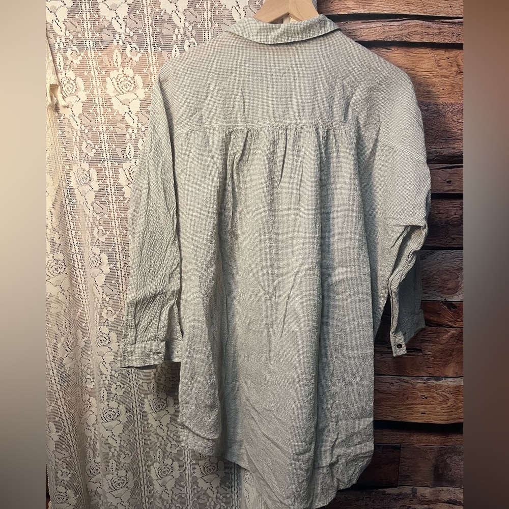 Free People Textured Grid Point Oversized Button-Up Shirt (118) - Picture 11 of 13